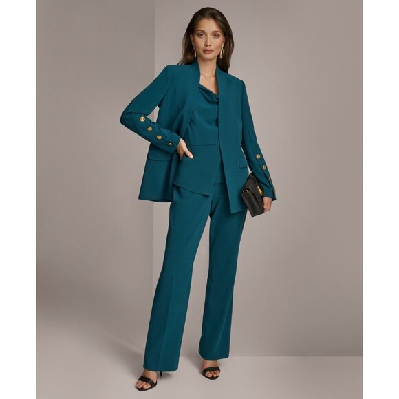 Donna Karan New York Women's Button Sleeve Blazer Green Size 0 MSRP $169 - Picture 3 of 5